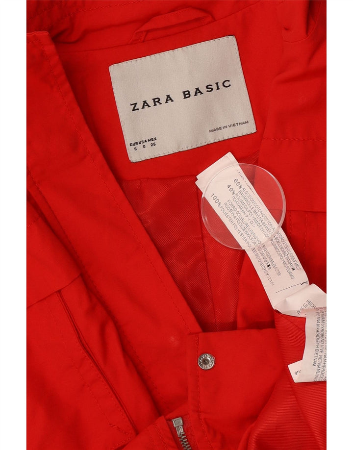 Zara Γυναικείο Military Jacket UK 10 Small Red Cotton