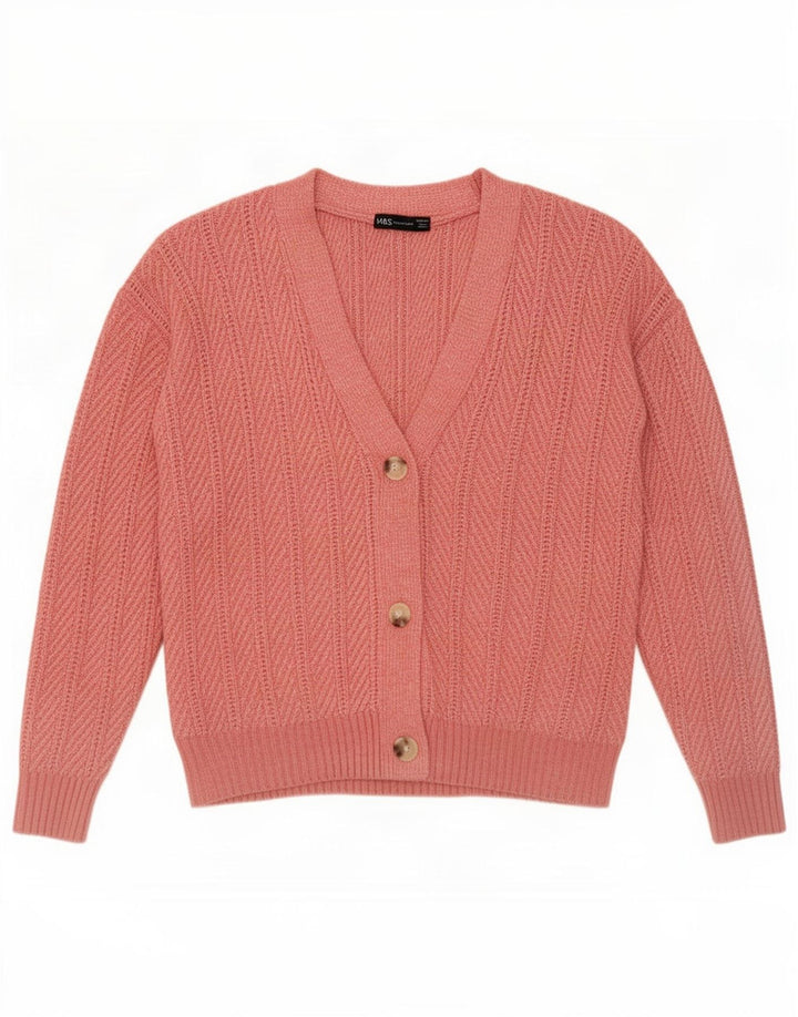 Marks & Spencer Γυναικεία Ζακέτα πουλόβερ UK 14 Medium Pink Polyester