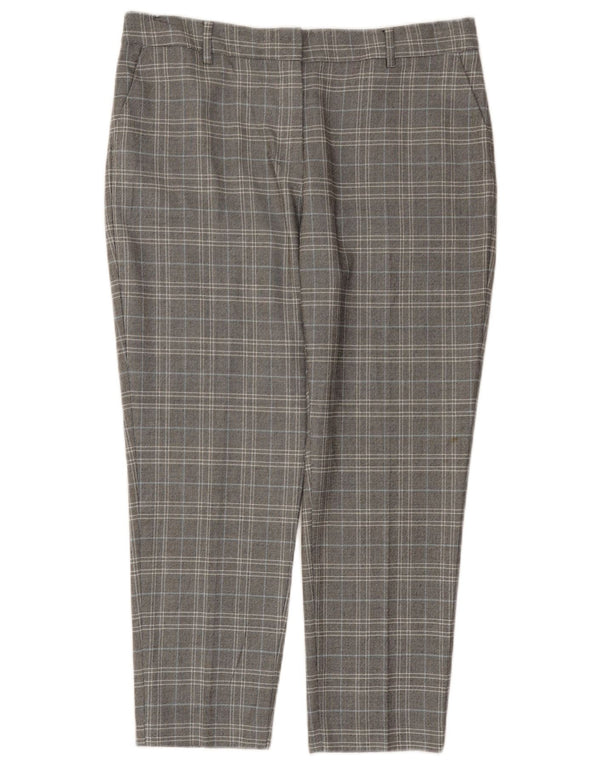 Marks & Spencer Γυναικείο Cropped Παντελόνι UK 14 Large W34 L25 Grey Check PVC