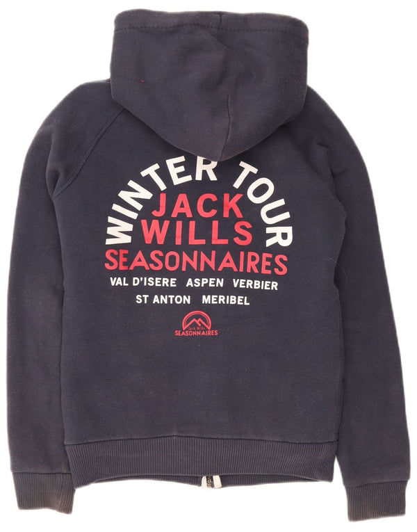 Jack Wills Γυναικείο πουλόβερ με κουκούλα με φερμουάρ Sherpa GR 8 Small Navy Blue
