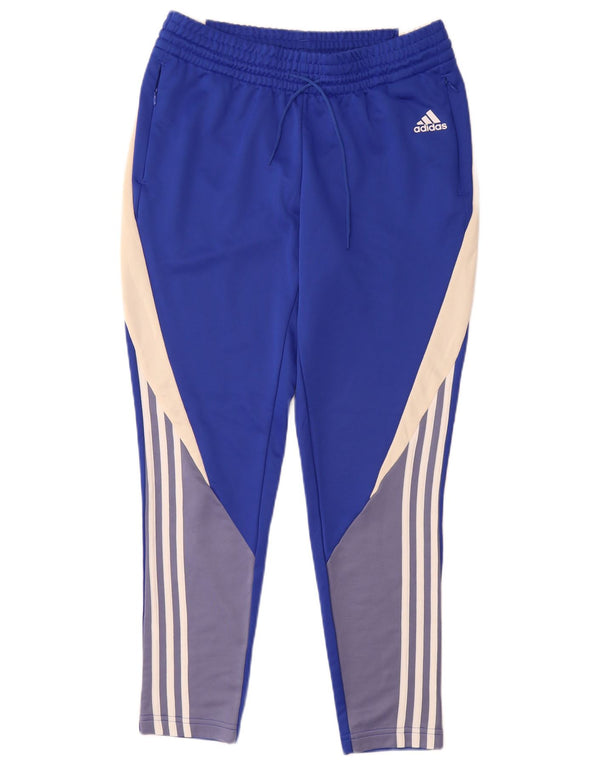 Adidas γυναικεία φόρμα παντελόνια UK 12/14 Medium Blue Colorblock Polyester
