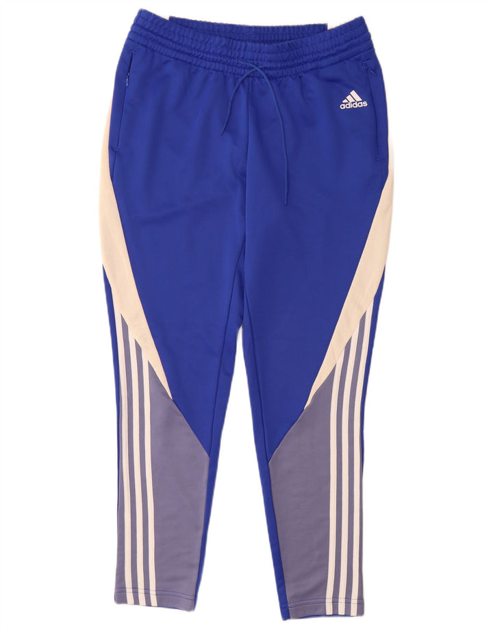 Adidas γυναικεία φόρμα παντελόνια UK 12/14 Medium Blue Colorblock Polyester