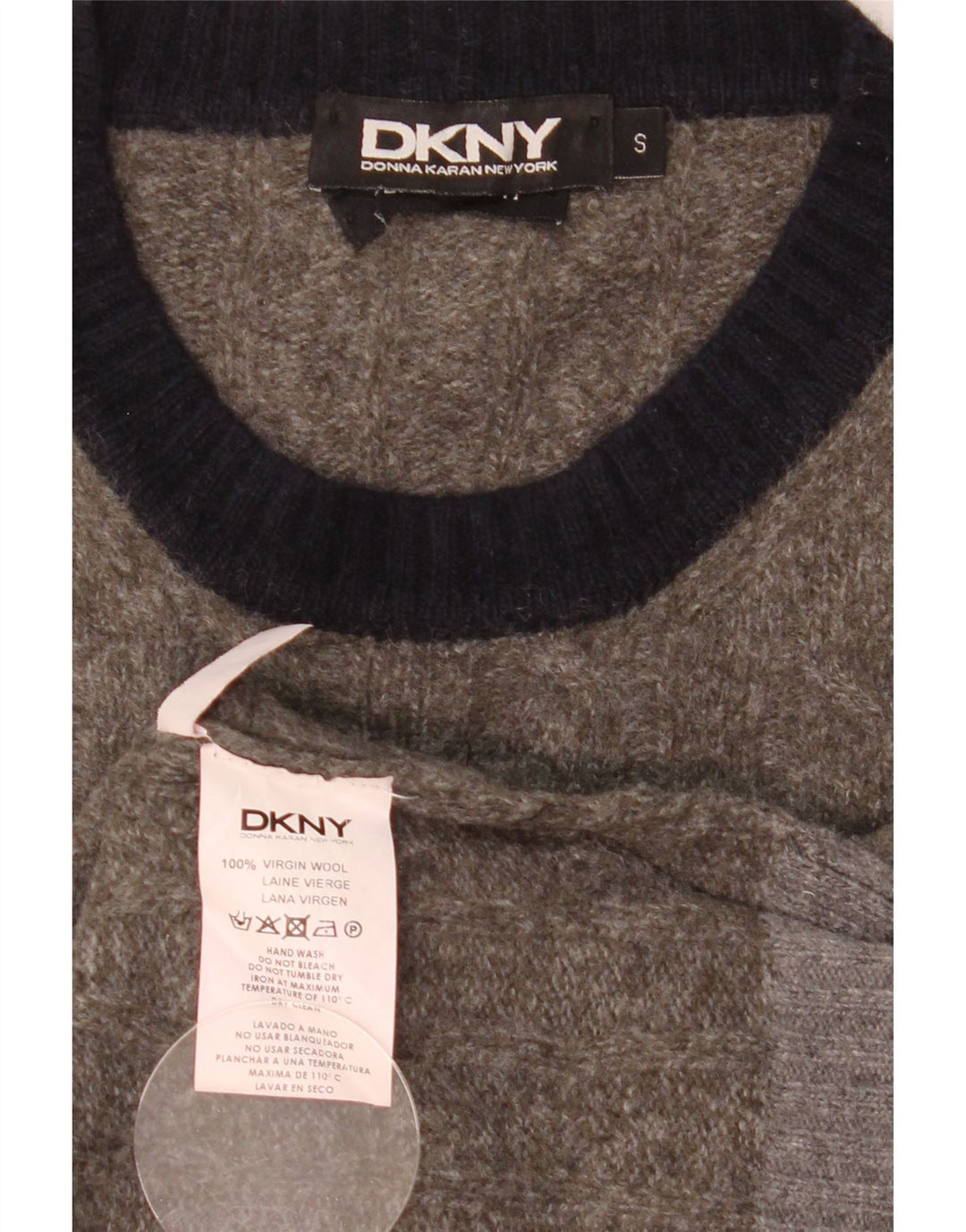 Ανδρικό πουλόβερ με λαιμόκοψη Dkny Small Grey Colourblock Μαλλί