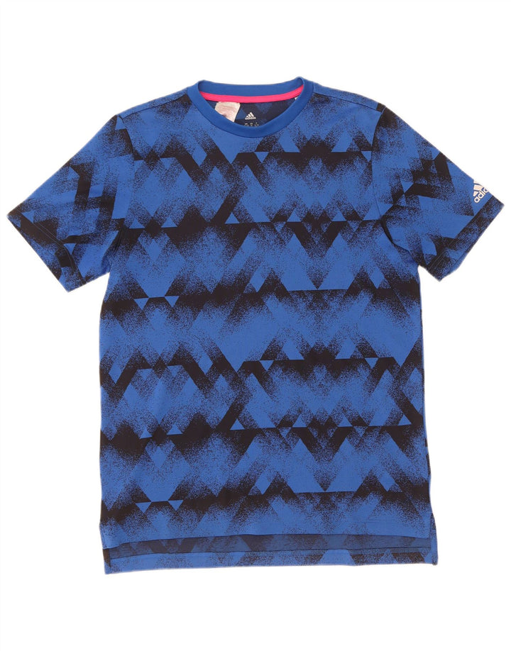 Adidas Boys Climalite T-Shirt 15-16 ετών μπλε γεωμετρικός πολυεστέρας
