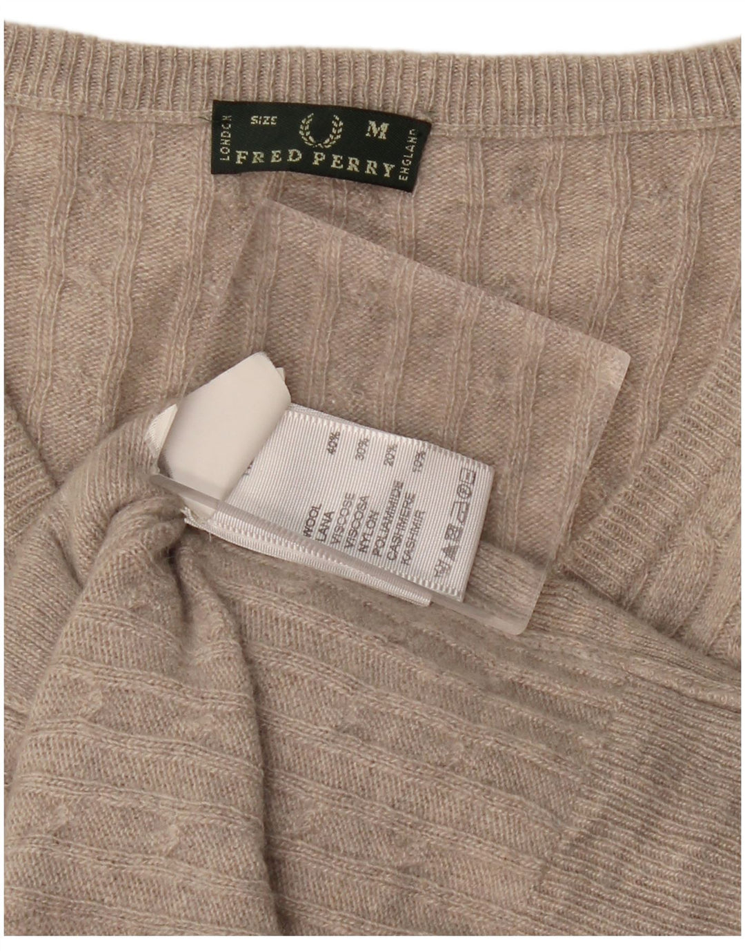 FRED PERRY Γυναικείο πουλόβερ με λαιμόκοψη σε σχήμα V UK 12 μεσαίο γκρι μαλλί