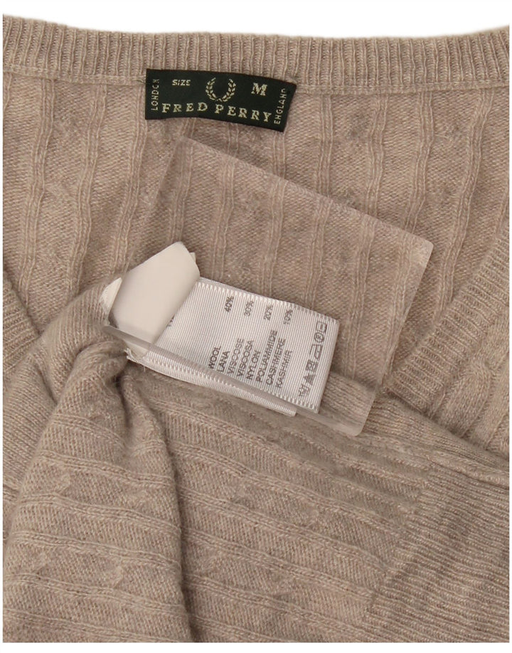 FRED PERRY Γυναικείο πουλόβερ με λαιμόκοψη σε σχήμα V UK 12 μεσαίο γκρι μαλλί