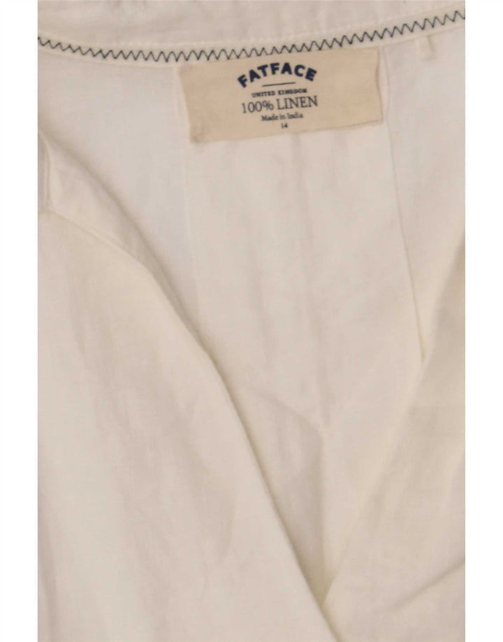 Fat Face Γυναικείο πουλόβερ πουκάμισο Loose Fit UK 14 Large White Len