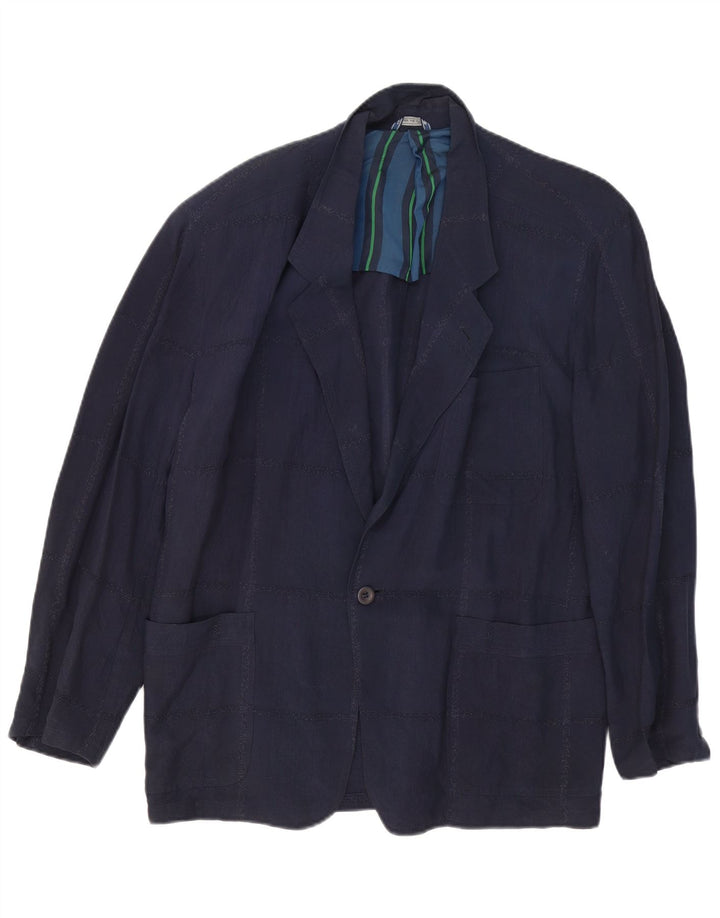 Giorgio Zanella Ανδρικό μπουφάν σακάκι με 1 κουμπί IT 46 Small Navy Blue Check
