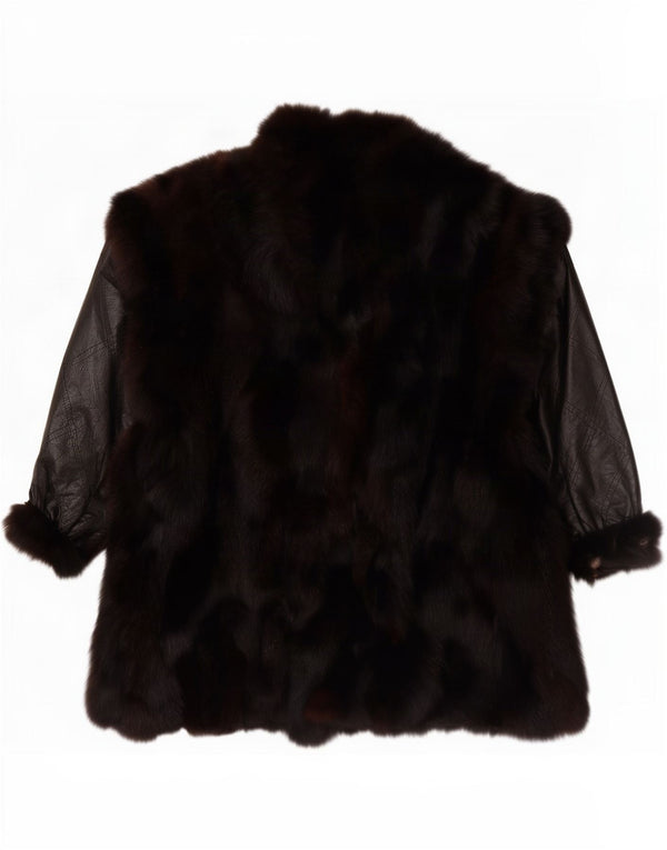 Vintage Γυναικείο Πανωφόρι από Faux Fur UK 20 2XL Black Colourblock