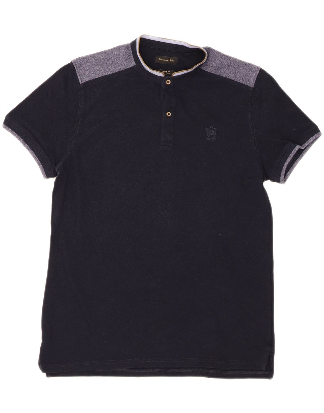 MASSIMO DUTTI Mens Casual Fit Polo Shirt Medium Navy Blue Colourblock Vintage Massimo Dutti and Second-Hand Massimo Dutti from Messina Hembry 