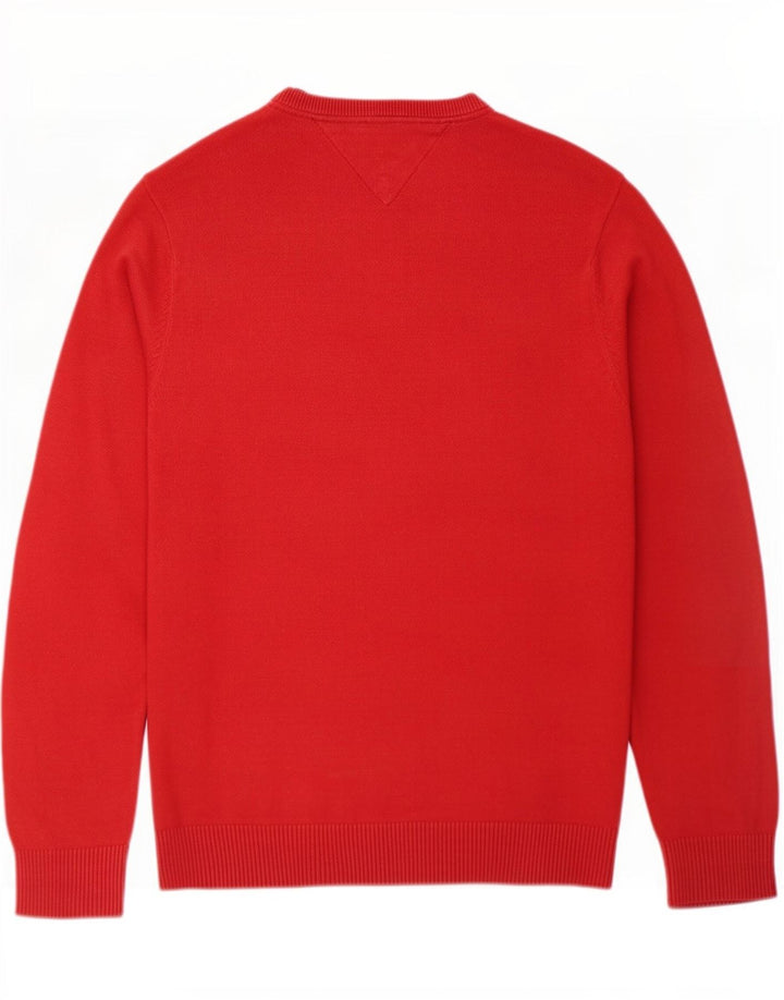 Ανδρικό πουλόβερ με λαιμόκοψη Tommy Hilfiger Μικρό βαμβακερό κόκκινο
