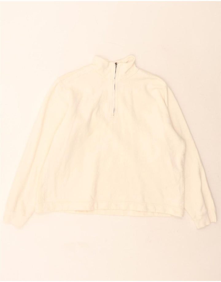EDDIE BAUER Womens Oversized Zip Neck Sweatshirt Jumper UK 18 XL White Vintage Eddie Bauer and Second-Hand Eddie Bauer from Messina Hembry 