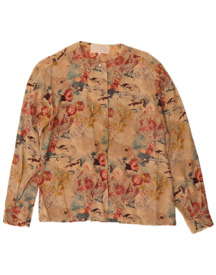 Vintage Γυναικείο Πουκάμισο Μπλούζα IT 42 Medium Beige Floral Silk