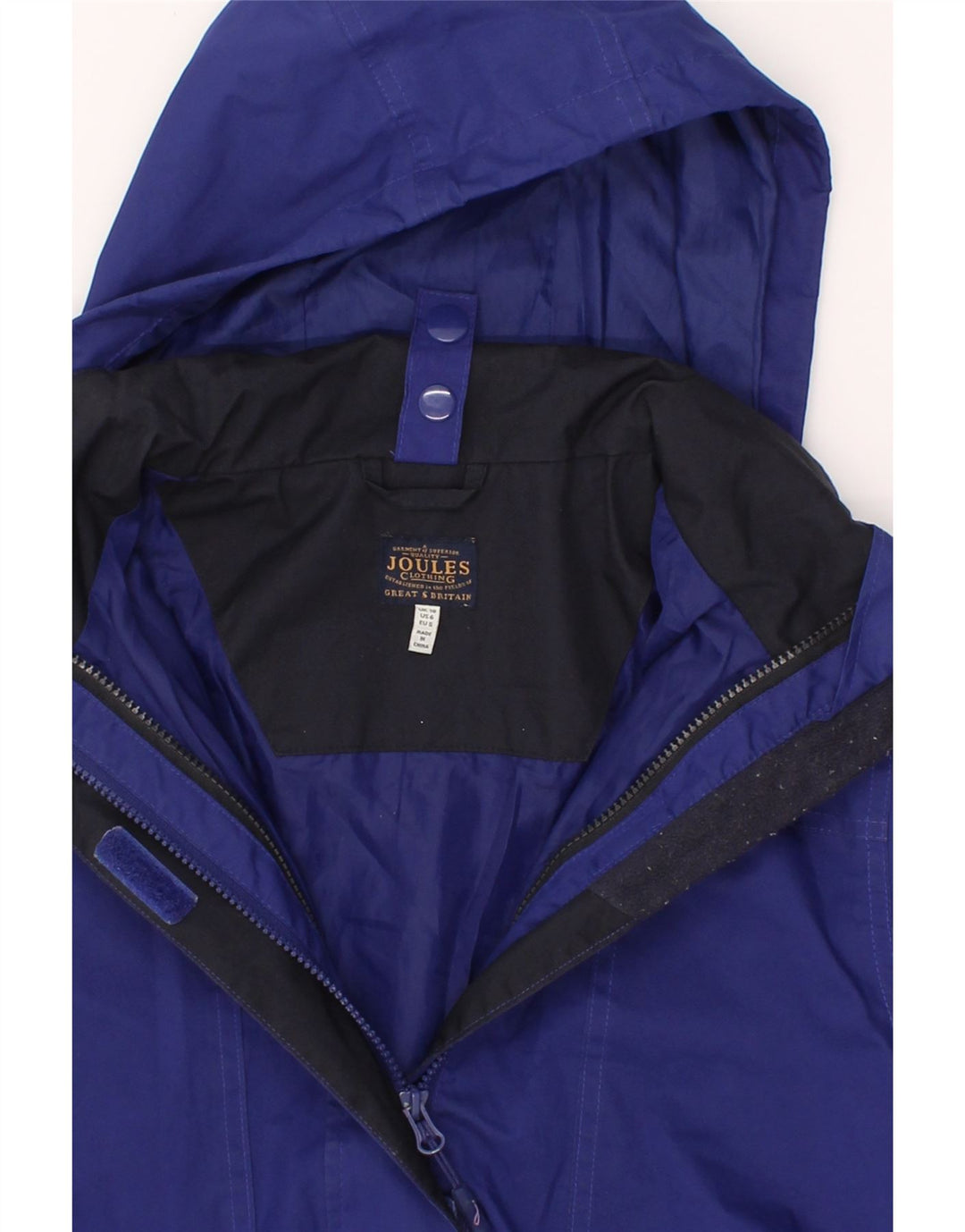 JOULES Womens Hooded Rain Jacket UK 10 Small Navy Blue Polyester Vintage Joules and Second-Hand Joules from Messina Hembry 