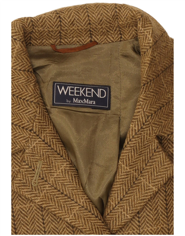Max Mara Γυναικείο Σαββατοκύριακο Blazer Jacket UK 16 Large Brown Check Classic