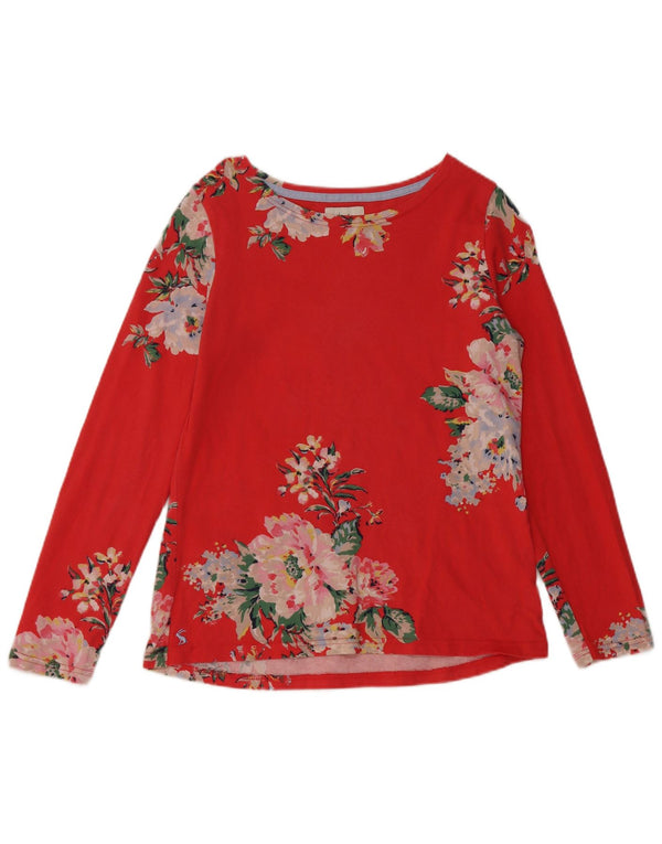 JOULES Womens Top Long Sleeve UK 12 Medium  Red Floral Cotton