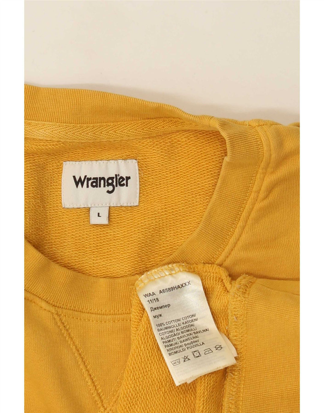 Ανδρικό φούτερ Wrangler Jumper μεγάλο κίτρινο βαμβακερό