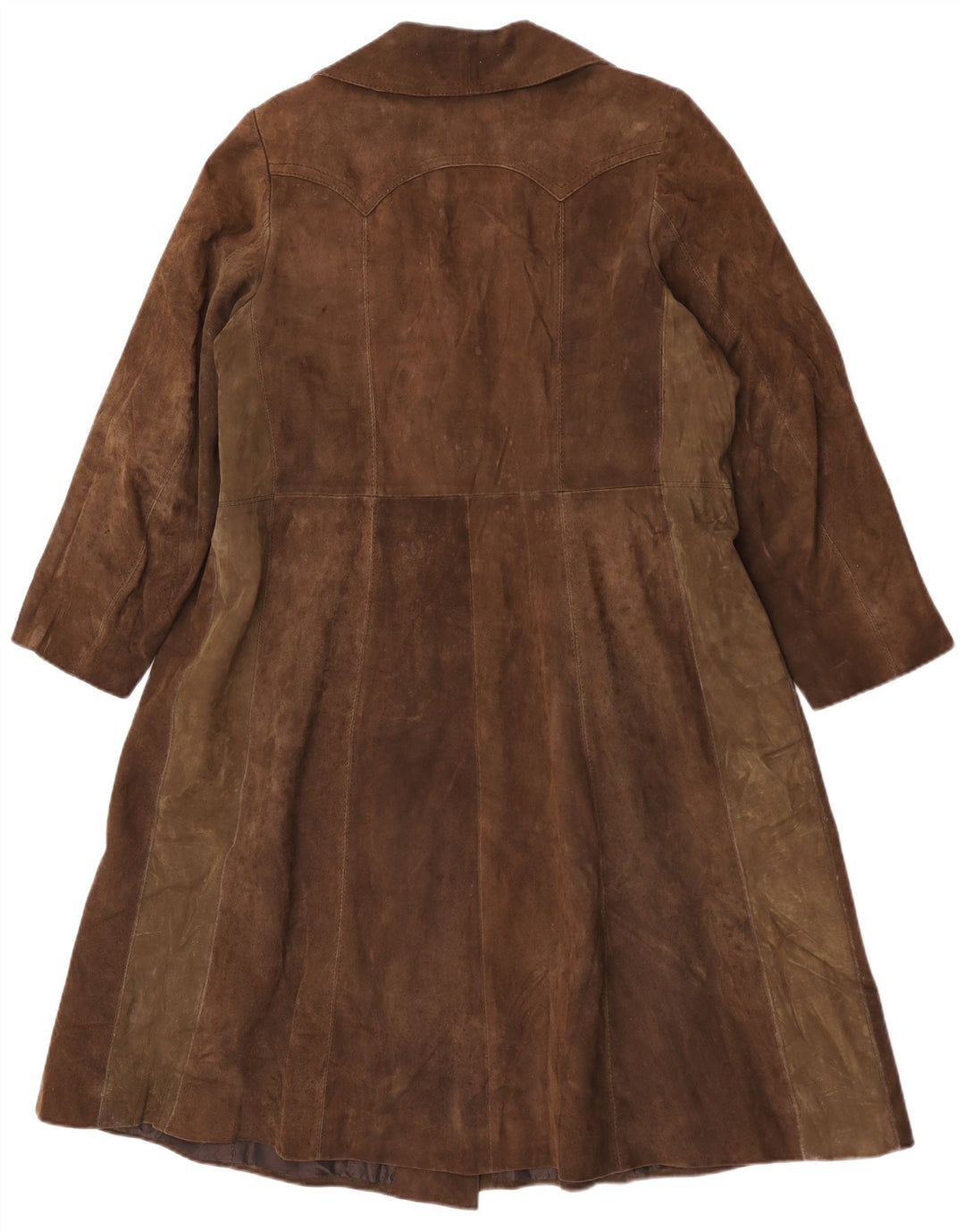 Vintage γυναικείο σουέτ διπλό παλτό UK 16 Large Brown