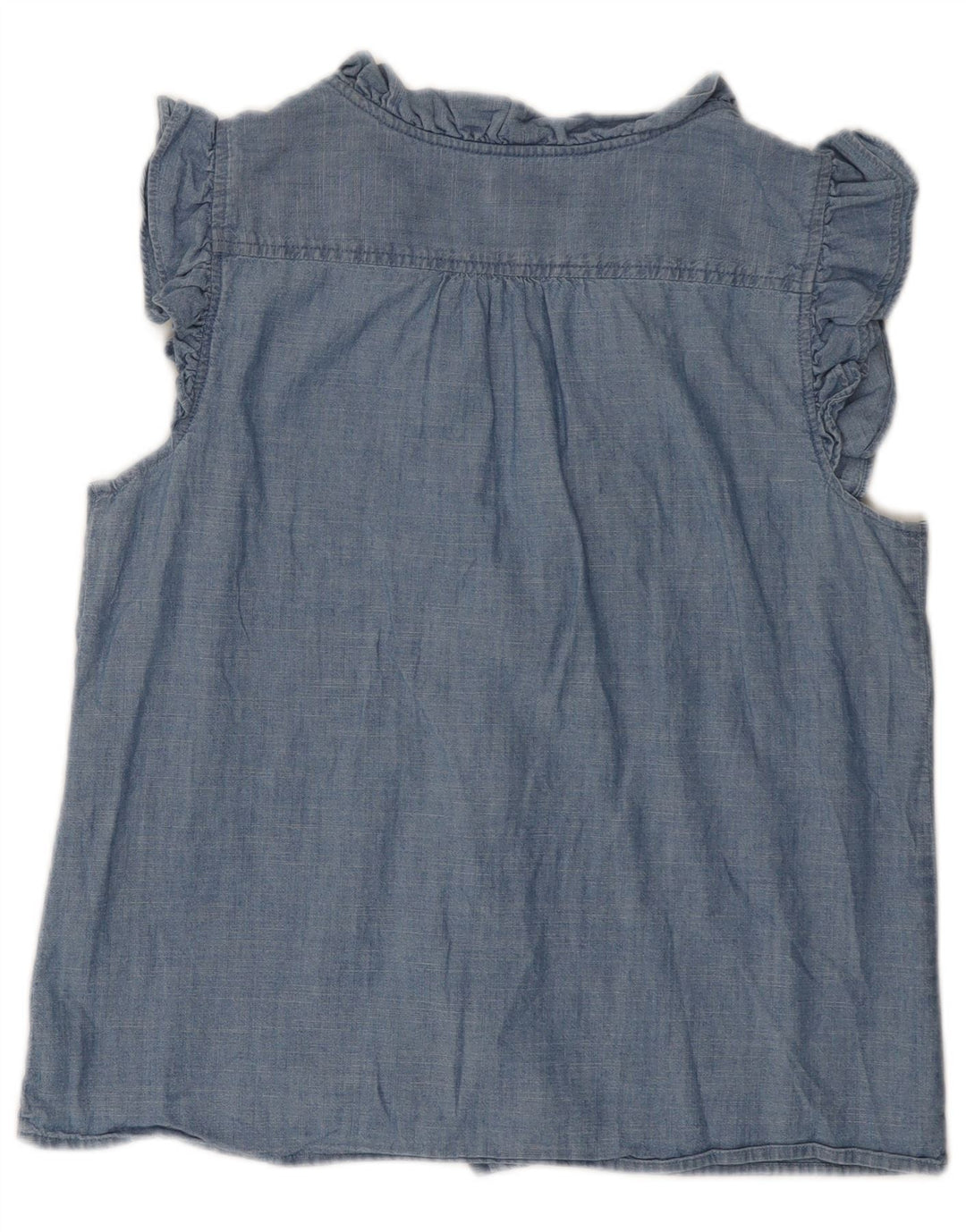 J. Crew Γυναικεία κοντομάνικη μπλούζα μπλούζα με βολάν μπροστά UK 14 Μεσαίο μπλε