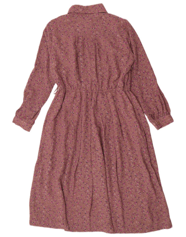 Vintage γυναικείο μάξι πουλόβερ πουκάμισο UK 12 Μεσαίο καφέ Floral