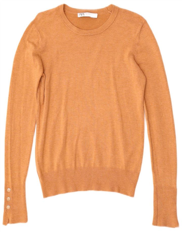Zara Γυναικείο πουλόβερ με λαιμόκοψη UK 12 Medium Beige
