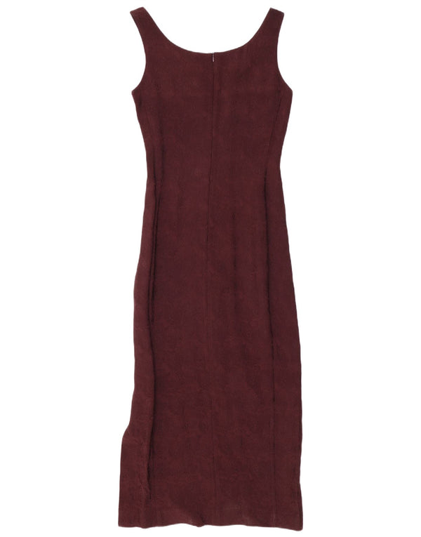 SPORTMAX Γυναικείο Αμάνικο Bodycon Φόρεμα UK 10 Small Burgundy Floral