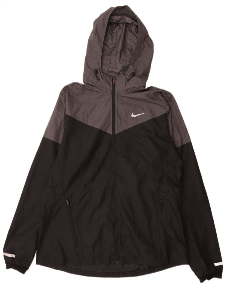 Ανδρικό μπουφάν βροχής με κουκούλα Nike UK 40 Large Black Colourblock Polyester
