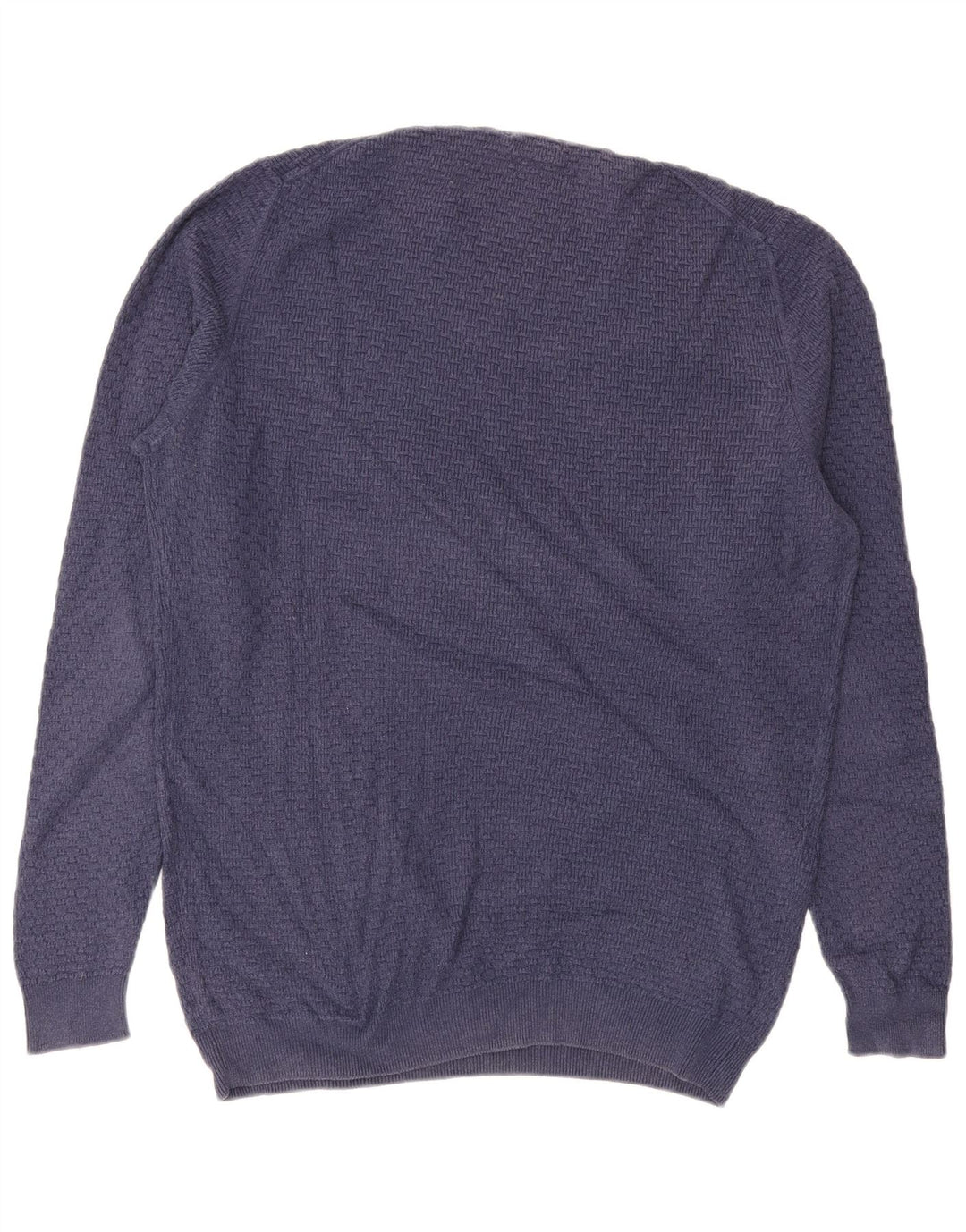 MASSIMO DUTTI Ανδρικό πουλόβερ με λαιμόκοψη XL Μπλε βαμβακερό