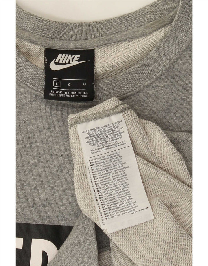 Ανδρικό γραφικό φούτερ Nike, βαμβακερό γκρι μεγάλο γκρι