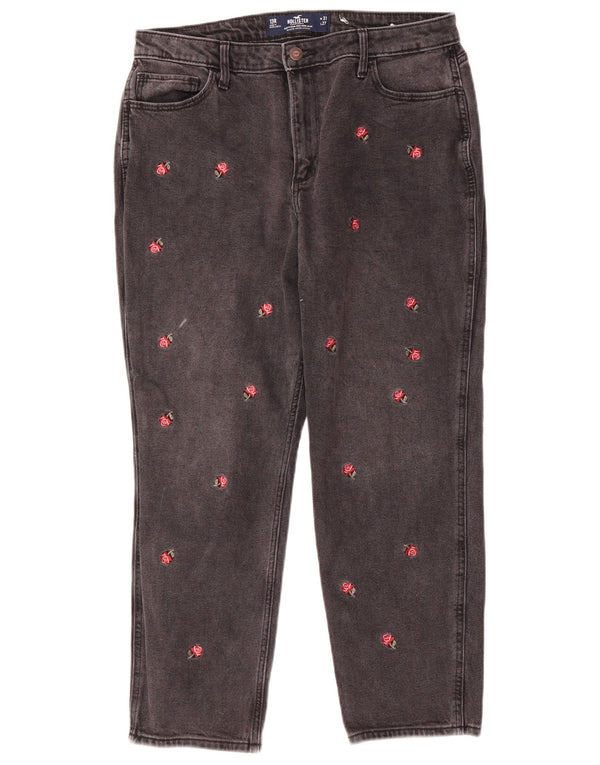 Hollister γυναικείο ψηλό κωνικό τζιν US 13 Large W31 L27 Grey Floral