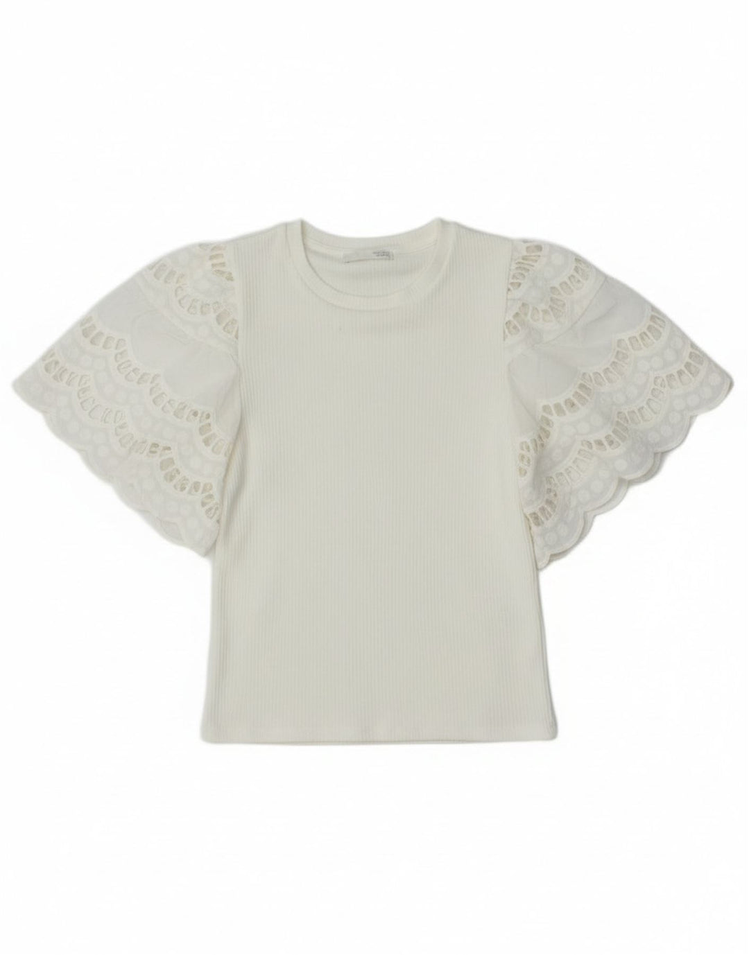 Zara Γυναικεία μπλούζα μπλούζας Crop Top UK 8 Small White Viscose
