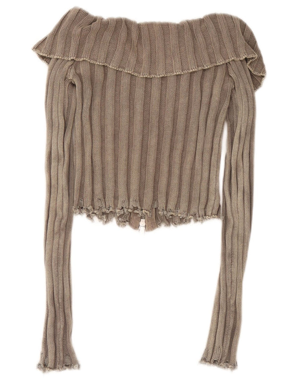 Zara Γυναικεία Ζακέτα Crop UK 4 XS Καφέ