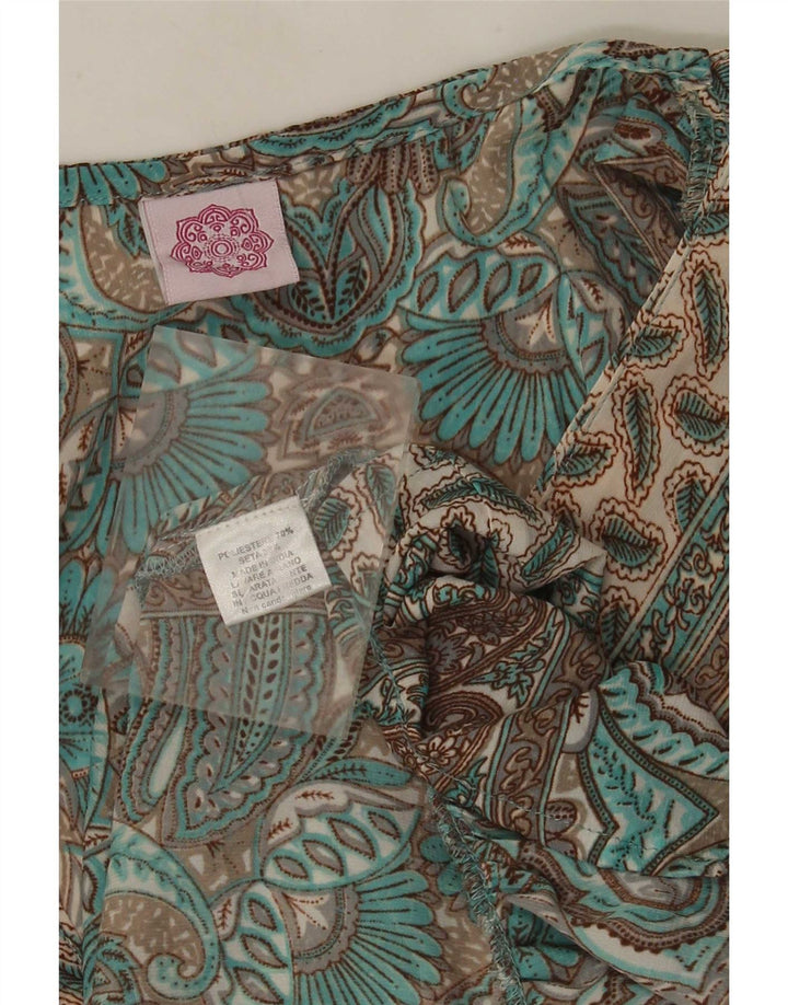 Vintage γυναικείο φόρεμα Empire UK 12 Medium Green Paisley Polyester