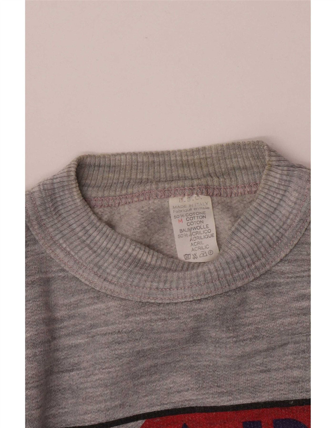 Vintage γυναικείο γραφικό φούτερ Jumper UK 14 Medium Grey Colourblock