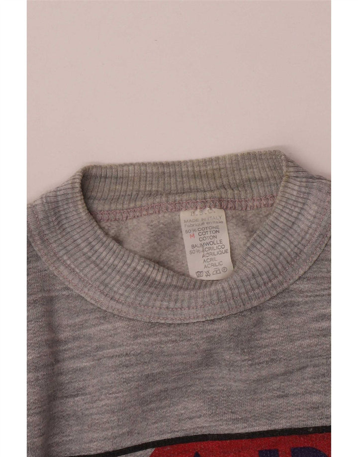 Vintage γυναικείο γραφικό φούτερ Jumper UK 14 Medium Grey Colourblock