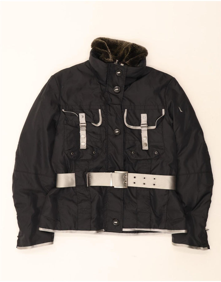 PEUTEREY Γυναικείο μπουφάν με κουκούλα Utility IT 46 μεγάλο μαύρο πολυαμίδιο