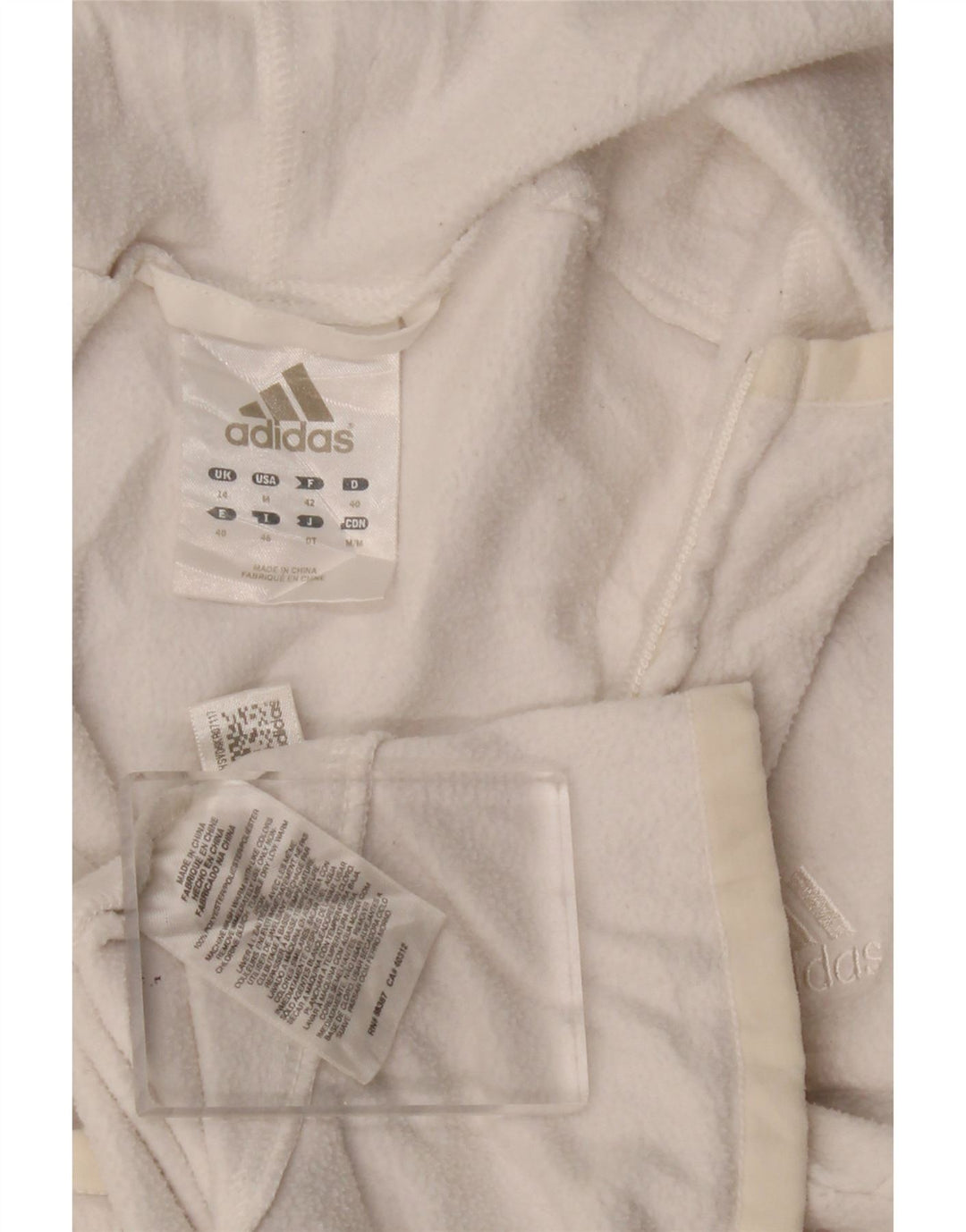 Adidas Γυναικείο Fleece Jacket UK 12 Medium White Polyester