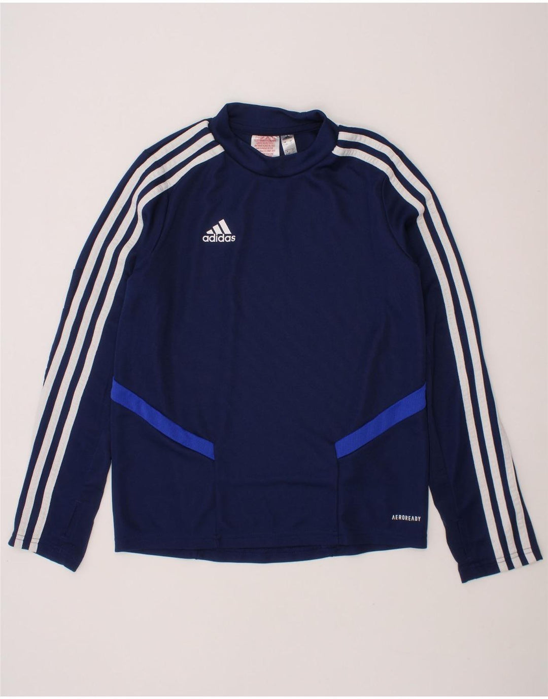 ADIDAS Boys Aeroready Pullover Tracksuit Top 9-10 Years Navy Blue Vintage Adidas and Second-Hand Adidas from Messina Hembry 