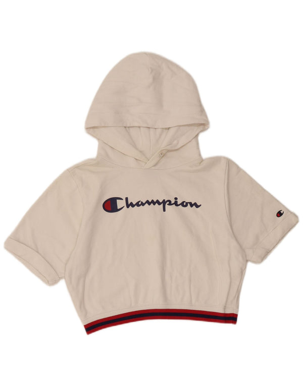 CHAMPION Γυναικεία Crop Graphic με κουκούλα με κουκούλα UK 10 Small White