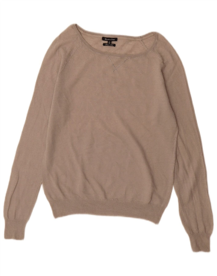 Massimo Dutti Γυναικείο πουλόβερ με λαιμόκαυστο UK 10 Small Beige Wool