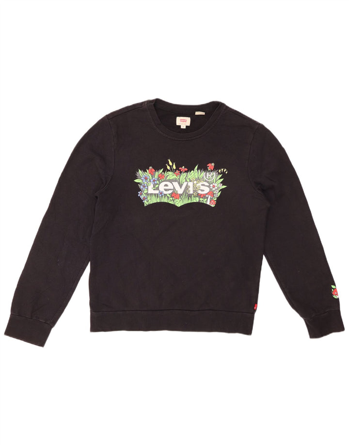 Γυναικείο γραφικό φούτερ LEVI'S Jumper UK 10 Μικρό μαύρο φλοράλ βαμβακερό