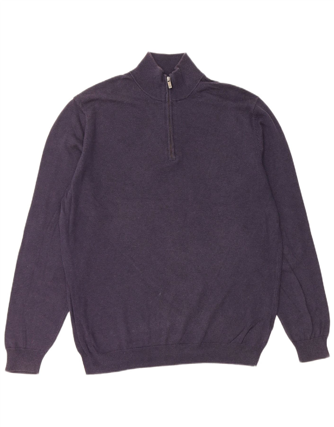 MASSIMO DUTTI Ανδρικό πουλόβερ με λαιμόκοψη με φερμουάρ μεγάλο μπλε βαμβακερό