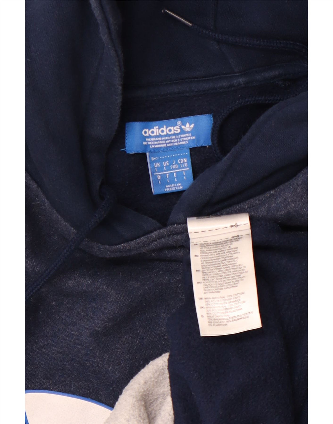 Ανδρικό γραφικό κουκούλα ADIDAS Μεγάλο μπλε βαμβακερό