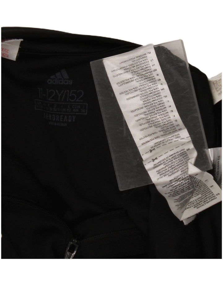 ADIDAS Boys Aeroready Zip Neck Pullover Tracksuit Top 11-12 Years Black
