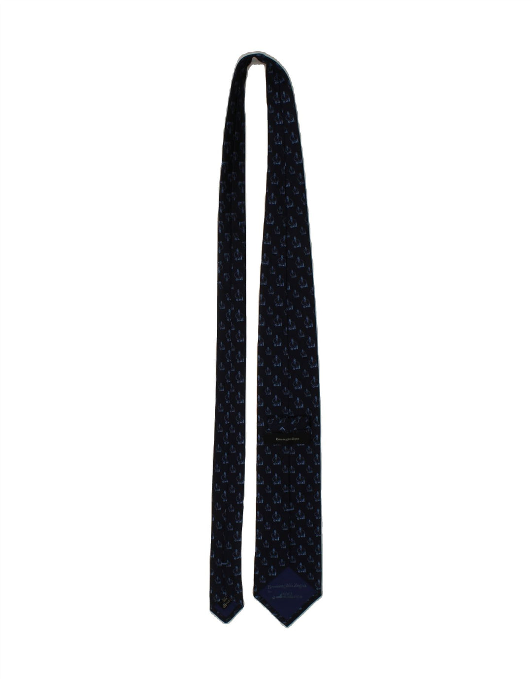 ERMENEGILDO ZEGNA Mens Abstract Pattern Tie One Size Navy Blue Silk Vintage Ermenegildo Zegna and Second-Hand Ermenegildo Zegna from Messina Hembry 