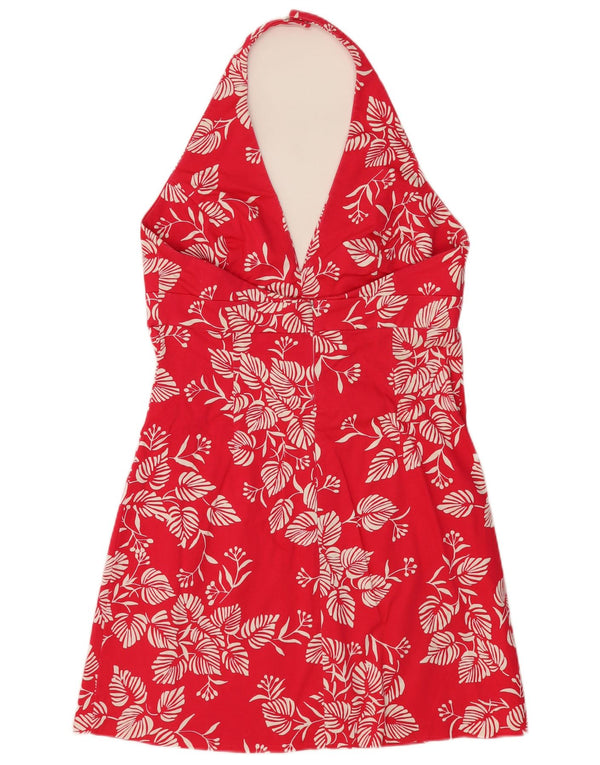 Γυναικείο φόρεμα WAREHOUSE UK 16 Large Red Floral Βαμβακερό