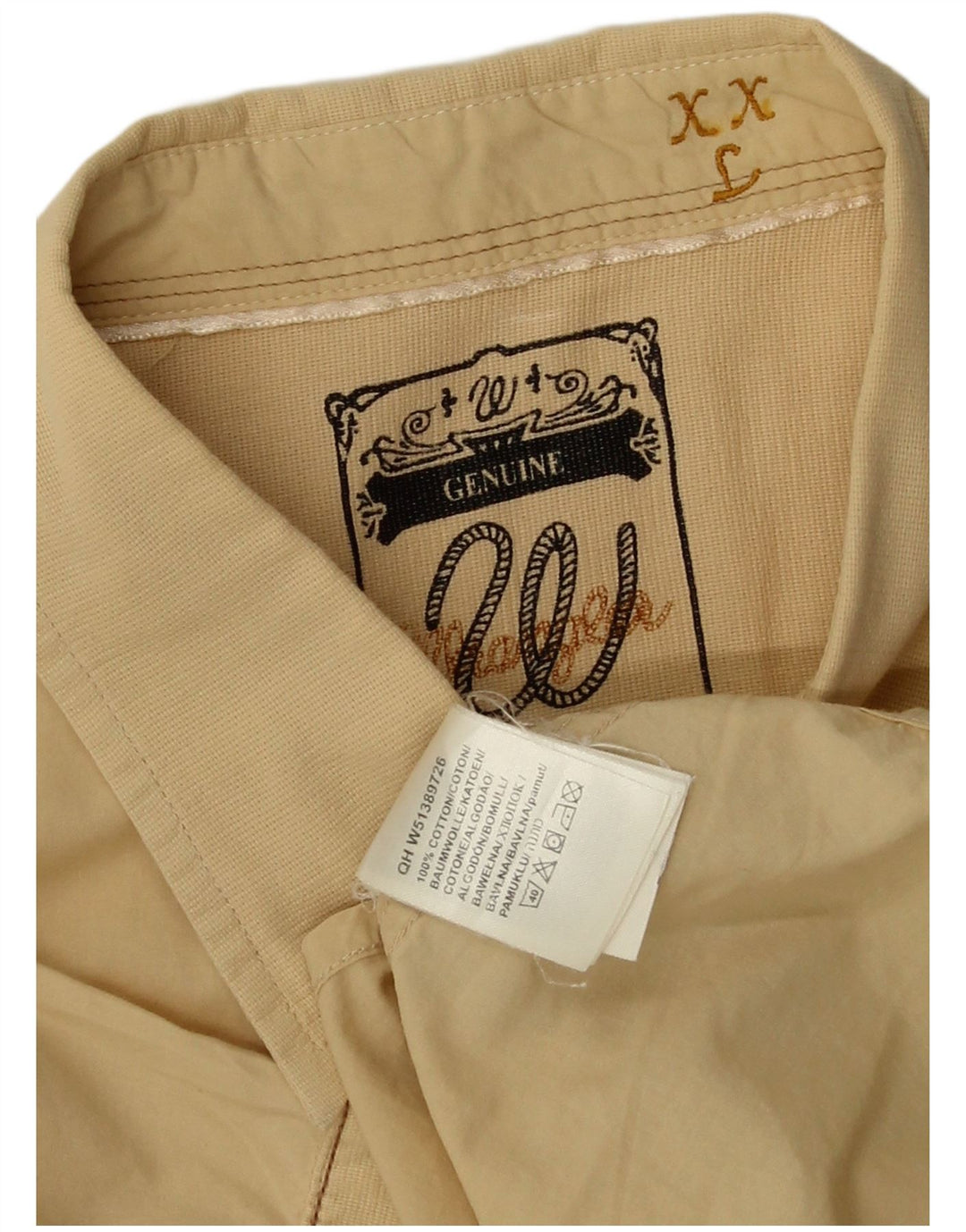 Ανδρικό κοντομάνικο πουκάμισο WRANGLER 2XL Μπεζ βαμβακερό