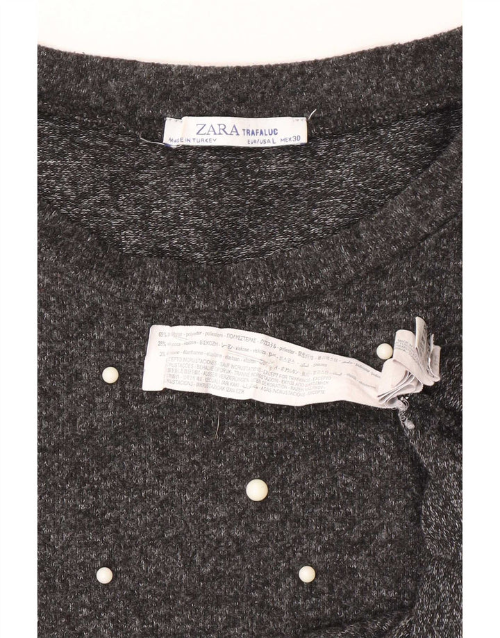 Zara Γυναικείο τοπ 3/4 μανίκι UK 16 Large Grey Polyester