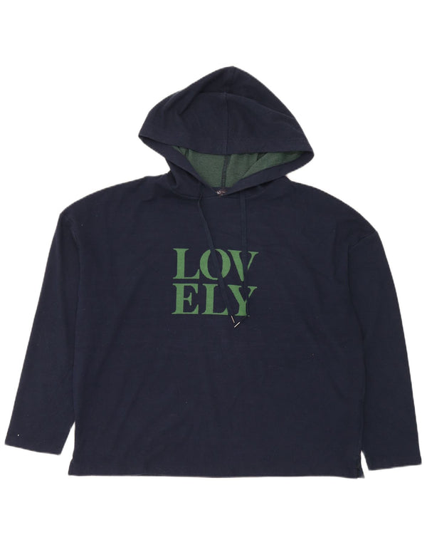 Marks & Spencer Γυναικεία γραφικά υπερμεγέθη Hoodie Jumper UK 18 XL Navy Blue