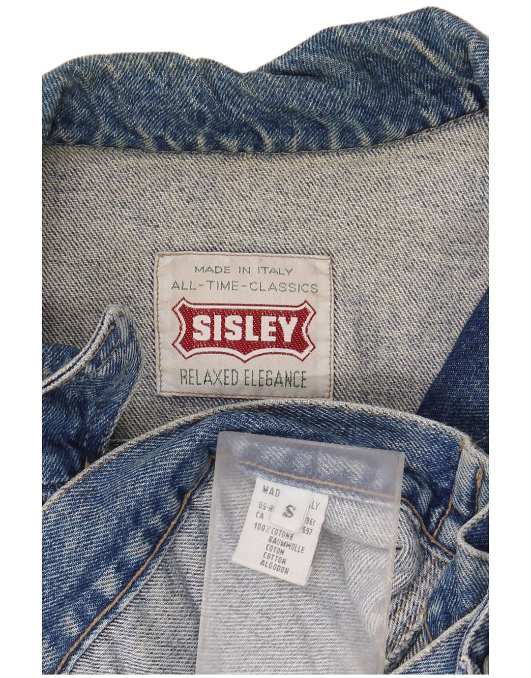 Γυναικείο τζιν μπουφάν SISLEY Crop Oversized UK 10 Small Blue Cotton
